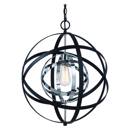 Trans Globe One Light Pendant-Orbital Med Cage 10791 PC/BK